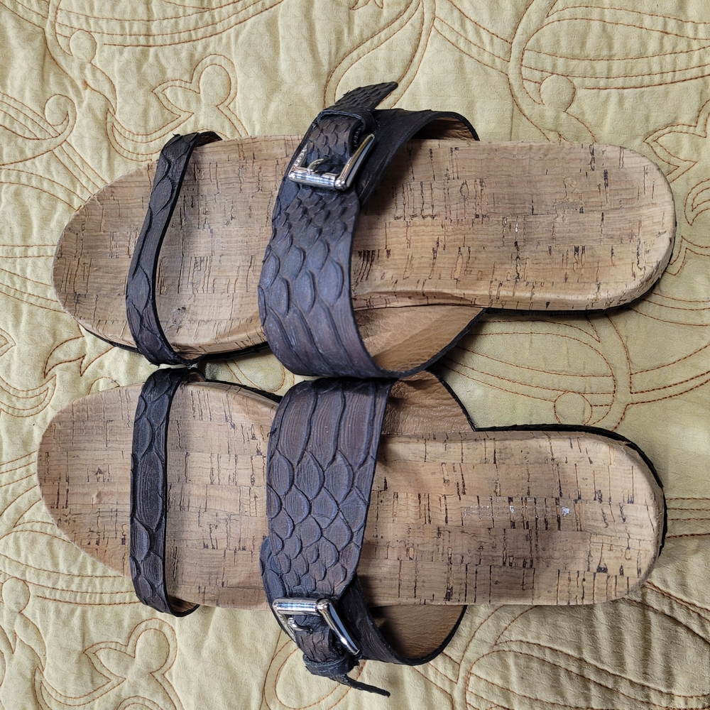 Brownish Black Color  Textured Women's Sandals